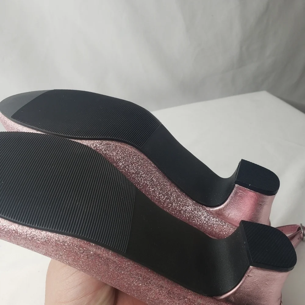 Pink heels glitter special occasion shoes